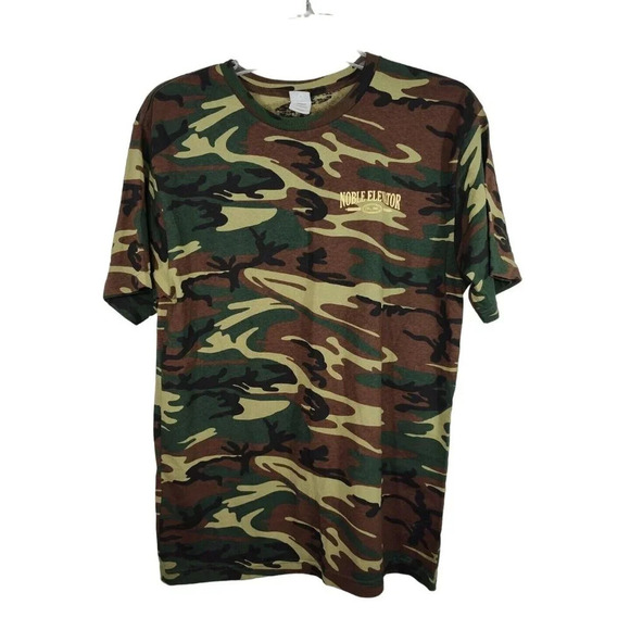 Code V Green Brown Camo T-Shirt Men Size L Noble Elevator Support Our Troops - Picture 2 of 8